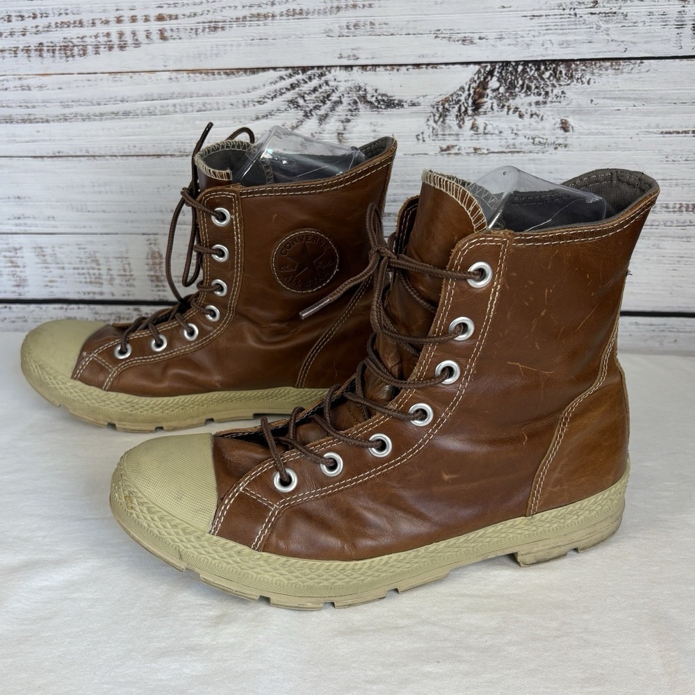 Converse Brown Leather Chukka Boots with Tan Soles - Picture 3 of 6